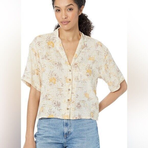 Prana Top Iguala Golden Hour Escape Short Sleeve Tencel Modal Relaxed Fit Large - Picture 2 of 10